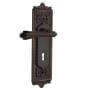Nostalgic Warehouse Fleur Privacy Door Lever Set with Egg & Dart Rose and Decorative Keyhole for 2-3/4" Backset Doors Timeless Bronze
