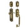 Nostalgic Warehouse Egg and Dart Right Handed Sectional Single Cylinder Keyed Entry Door Handleset with C Grip and Manor Lever for 2-3/4" Backset Doors Antique Brass