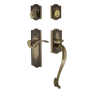 Nostalgic Warehouse Meadows Right Handed Sectional Single Cylinder Keyed Entry Door Handleset with S Grip and Manor Lever for 2-3/4" Backset Doors Antique Brass