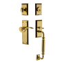 Nostalgic Warehouse New York Right Handed Sectional Single Cylinder Keyed Entry Door Handleset with F Grip and Manor Lever for 2-3/4" Backset Doors Lifetime Brass
