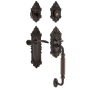 Nostalgic Warehouse Victorian Right Handed Sectional Single Cylinder Keyed Entry Door Handleset with F Grip and Swan Lever for 2-3/8" Backset Doors Timeless Bronze