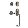 Nostalgic Warehouse Rope Right Handed Sectional Single Cylinder Keyed Entry Door Handleset with F Grip and Fleur Lever for 2-3/8" Backset Doors Antique Pewter