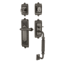Nostalgic Warehouse Egg & Dart Left Handed Sectional Single Cylinder Keyed Entry Door Handleset with F Grip and Fleur Lever for 2-3/8" Backset Doors Antique Pewter