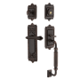 Nostalgic Warehouse Egg & Dart Left Handed Sectional Single Cylinder Keyed Entry Door Handleset with F Grip and Fleur Lever for 2-3/8" Backset Doors Timeless Bronze