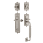 Nostalgic Warehouse Egg & Dart Left Handed Sectional Single Cylinder Keyed Entry Door Handleset with F Grip and Fleur Lever for 2-3/8" Backset Doors Satin Nickel
