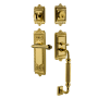 Nostalgic Warehouse Egg & Dart Left Handed Sectional Single Cylinder Keyed Entry Door Handleset with F Grip and Fleur Lever for 2-3/8" Backset Doors Lifetime Brass