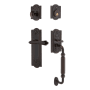 Nostalgic Warehouse Meadows Left Handed Sectional Single Cylinder Keyed Entry Door Handleset with F Grip and Fleur Lever for 2-3/4" Backset Doors Timeless Bronze