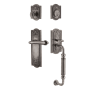 Nostalgic Warehouse Meadows Left Handed Sectional Single Cylinder Keyed Entry Door Handleset with F Grip and Fleur Lever for 2-3/4" Backset Doors Antique Pewter