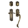 Nostalgic Warehouse Meadows Left Handed Sectional Single Cylinder Keyed Entry Door Handleset with S Grip and Swan Lever for 2-3/8" Backset Doors Antique Brass