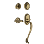 Nostalgic Warehouse Rope Left Handed Sectional Single Cylinder Keyed Entry Door Handleset with S Grip and Fleur Lever for 2-3/8" Backset Doors Antique Brass