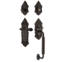 Nostalgic Warehouse Victorian Left Handed Sectional Single Cylinder Keyed Entry Door Handleset with C Grip and Fleur Lever for 2-3/8" Backset Doors Timeless Bronze