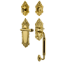 Nostalgic Warehouse Victorian Left Handed Sectional Single Cylinder Keyed Entry Door Handleset with C Grip and Fleur Lever for 2-3/8" Backset Doors Lifetime Brass