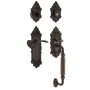Nostalgic Warehouse Victorian Left Handed Sectional Single Cylinder Keyed Entry Door Handleset with F Grip and Manor Lever for 2-3/8" Backset Doors Timeless Bronze