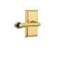 Nostalgic Warehouse Fleur Passage Door Lever Set with Studio Rose for 2-3/4" Backset Doors Polished Brass