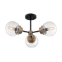 Nuvo Lighting Axis 3 Light 23" Wide Semi-Flush Ceiling Fixture Matte Black / Brass Accents