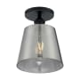 Nuvo Lighting Motif 7" Wide Semi-Flush Ceiling Fixture with Smoked Glass Shade Black / Smoked Glass