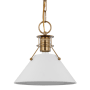 Nuvo Lighting Outpost 10" Wide Mini Pendant Matte White / Burnished Brass