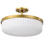 Nuvo Lighting Solara 3 Light 17" Wide Semi-Flush Drum Ceiling Fixture Natural Brass