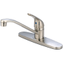 Olympia Faucets Elite 1.5 GPM Widespread Kitchen Faucet with 7-15/16" Reach D-Style Swivel Spout, Lever Handle, and Stainless Steel Flexible Connections Brushed Nickel