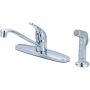 Olympia Faucets Elite 1.5 GPM Widespread Kitchen Faucet with 7-15/16" Reach D-Style Swivel Spout, 5-3/16" Brass Side Spray, and Lever Handle Polished Chrome