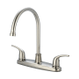 Olympia Faucets Accent 1.5 GPM Low Lead Widespread Kitchen Faucet with 8" Reach Gooseneck Swivel Spout and Lever Handles Brushed Nickel