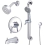 Olympia Faucets i2 Tub and Shower Trim Package with 1.75 GPM Multi Function Shower Head Polished Chrome