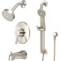 Olympia Faucets i2 Tub and Shower Trim Package with 1.75 GPM Multi Function Shower Head PVD Brushed Nickel