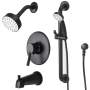 Olympia Faucets i2 Tub and Shower Trim Package with 1.75 GPM Multi Function Shower Head Matte Black