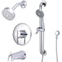 Olympia Faucets i2v Tub and Shower Trim Package with 1.75 GPM Multi Function Shower Head Polished Chrome