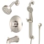 Olympia Faucets i2v Tub and Shower Trim Package with 1.75 GPM Multi Function Shower Head PVD Brushed Nickel