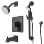Olympia Faucets i4 Tub and Shower Trim Package with 1.75 GPM Multi Function Shower Head Matte Black