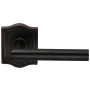 Omnia Passage Door Lever Set with Modern Lever and Arched Rose from the Prodigy Collection Tuscan Bronze