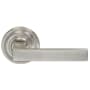 Omnia Square Privacy Door Lever Set with Traditional Style Rose from the Prodigy Collection Satin Nickel