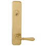 Omnia Right Handed Single Cylinder Keyed Entry Lever Set and Deadbolt Combo from the Max Steel Collection Unlacquered Brass