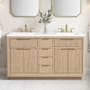 Ove Decors Xander 60" Free Standing Double Basin Vanity Set with Cabinet and Cultured Marble Vanity Top Sahara Birch