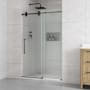 Ove Decors Reva 74" High x 48" Wide Sliding Frameless Shower Door with Clear Glass Black