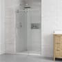 Ove Decors Reva 74" High x 48" Wide Sliding Frameless Shower Door with Clear Glass Satin Nickel
