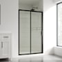 Ove Decors Stanford 74" High x 48" Wide Sliding Framed Shower Door with Fluted Glass Black
