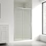 Ove Decors Stanford 74" High x 48" Wide Sliding Framed Shower Door with Fluted Glass Satin Nickel