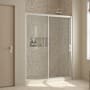 Ove Decors Stanford 74" High x 60" Wide Sliding Framed Shower Door with Clear Glass Satin Nickel