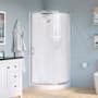 Ove Decors Breeze 32" L x 32" W x 77-1/2" H Round Corner Drain and Shower Enclosure with Clear Framed Sliding Door Satin Nickel