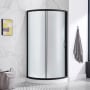 Ove Decors Breeze 34in. L x 34in. W x 73.25 in. H Round Corner Drain and Shower Enclosure with Frosted Framed Sliding Door Black