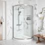 Ove Decors Breeze 77-15/16" High x 34-15/16" Wide x 34-15/16" Deep Sliding Framed Shower Enclosure with Clear Glass Satin Nickel