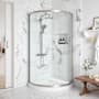 Ove Decors Breeze 76-15/16" High x 32-1/8" Wide x 32-1/8" Deep Sliding Framed Shower Enclosure with Clear Glass Satin Nickel