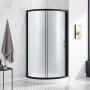 Ove Decors Breeze 77-15/16" High x 34-15/16" Wide x 34-15/16" Deep Sliding Framed Shower Enclosure with Frosted Glass Glass Black