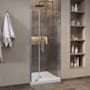 Ove Decors Panama 74-3/4" High x 36" Wide x 36" Deep Hinged Frameless Shower Enclosure with Clear Glass Satin Nickel