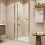 Ove Decors Pasadena 74-3/4" High x 36" Wide x 36" Deep Pivot Frameless Shower Enclosure with Clear Glass Brushed Gold