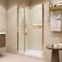 Ove Decors Pasadena 74-3/4" High x 48" Wide x 36" Deep Pivot Frameless Shower Enclosure with Clear Glass Brushed Gold