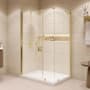 Ove Decors Pasadena 74-3/4" High x 48" Wide x 36" Deep Pivot Frameless Shower Enclosure with Clear Glass for Corner Installation Brushed Gold