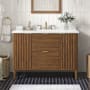 Ove Decors Gabi 48" Fluted Free Standing Single Basin Vanity Set with Cabinet and Engineered Stone Vanity Top Warm Walnut